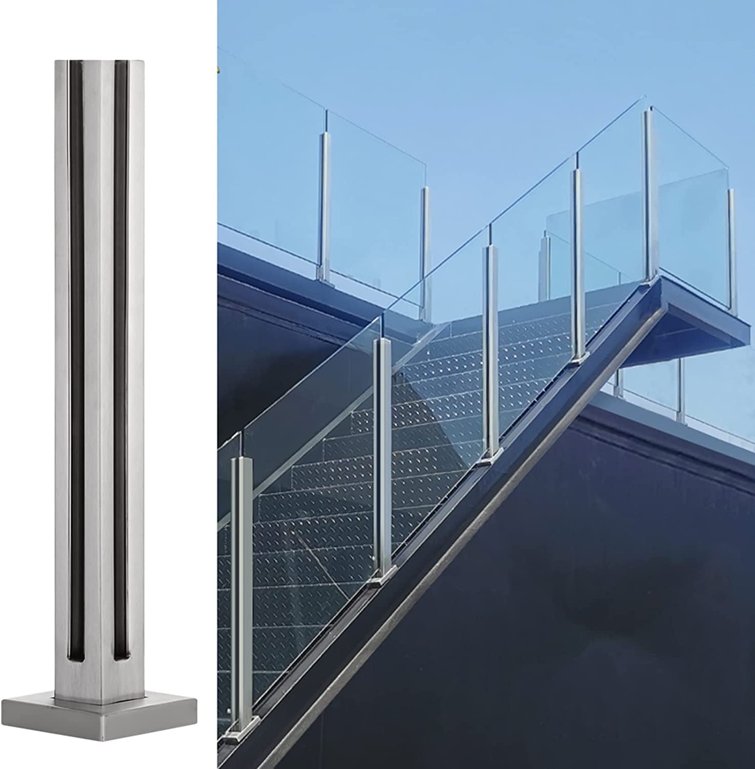 Poteau de garde-corps en verre de 40 pouces en acier inoxydable premium
