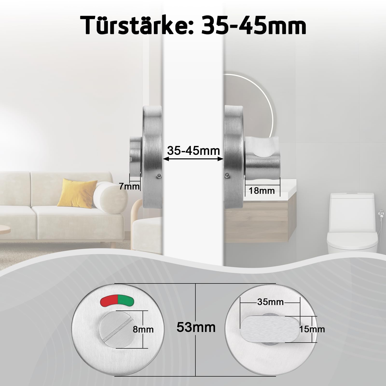 WC Deurbeslag RVS Tigo Deurkruk op rozet met toiletslot - Mijn Deurbeslag WC Deurbeslag RVS Tigo Deurkruk op rozet met toiletslot - Mijn Deurbeslag