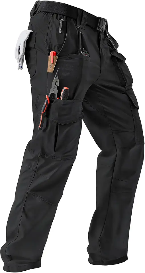 IGOLUMON Men's Stretch Tactical Pants, Ripstop Cargo Pants Outdoor Lightweight EDC Hiking Work Pants with 10 Pockets