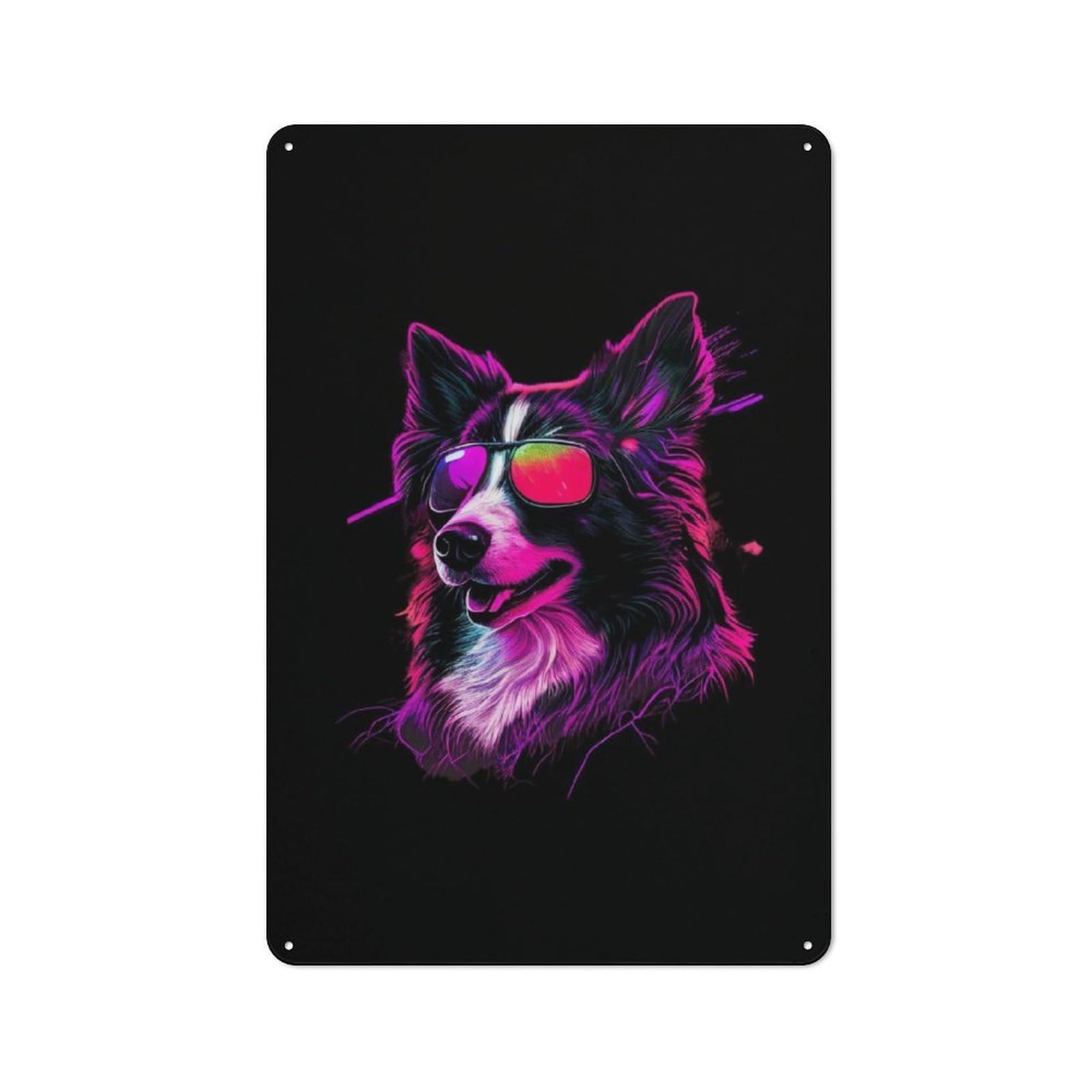 Junmoney Border Collie Tin Wall Plaque 30X20cm With For Café Or Home Bar, For Themed Room Decoration, For Living Room And Hallway Decor