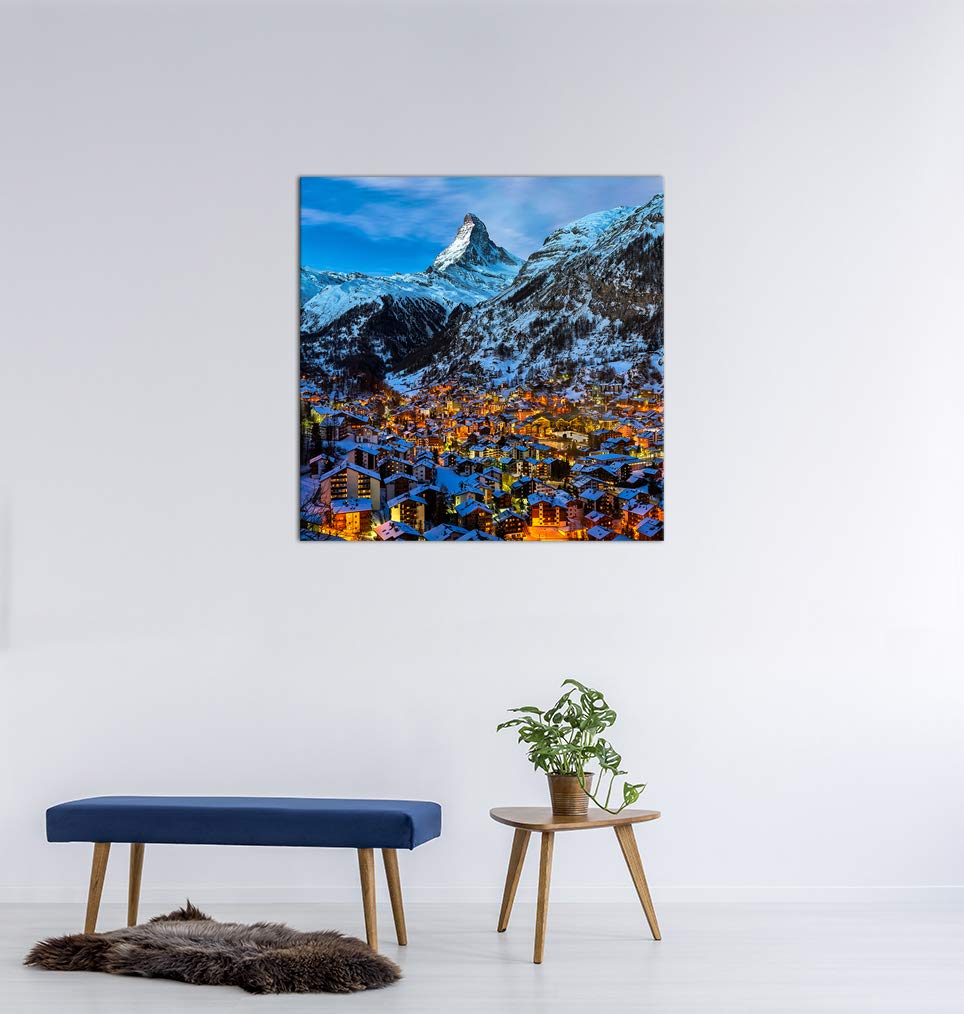 Bilderdepot24 Bild auf Leinwand | Zermatt am Matterhorn in 80x80 cm als Wandbild | Wand-deko Dekoration Wohnung modern Bilder | 211437
