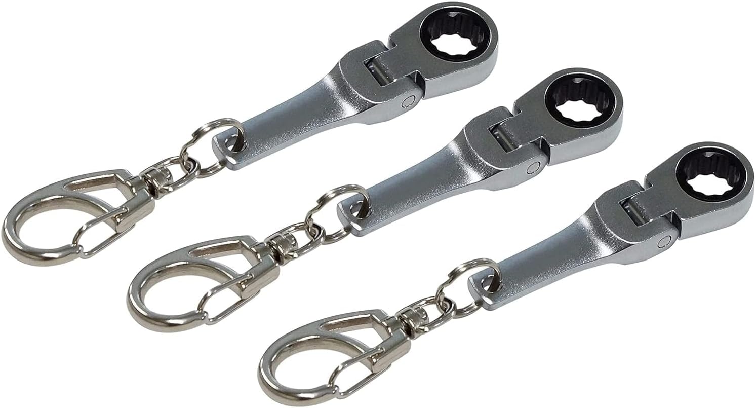 GT//Rotors 10mm Ratchet Wrench Flex Head Keychain Key Ring (3 Pack)