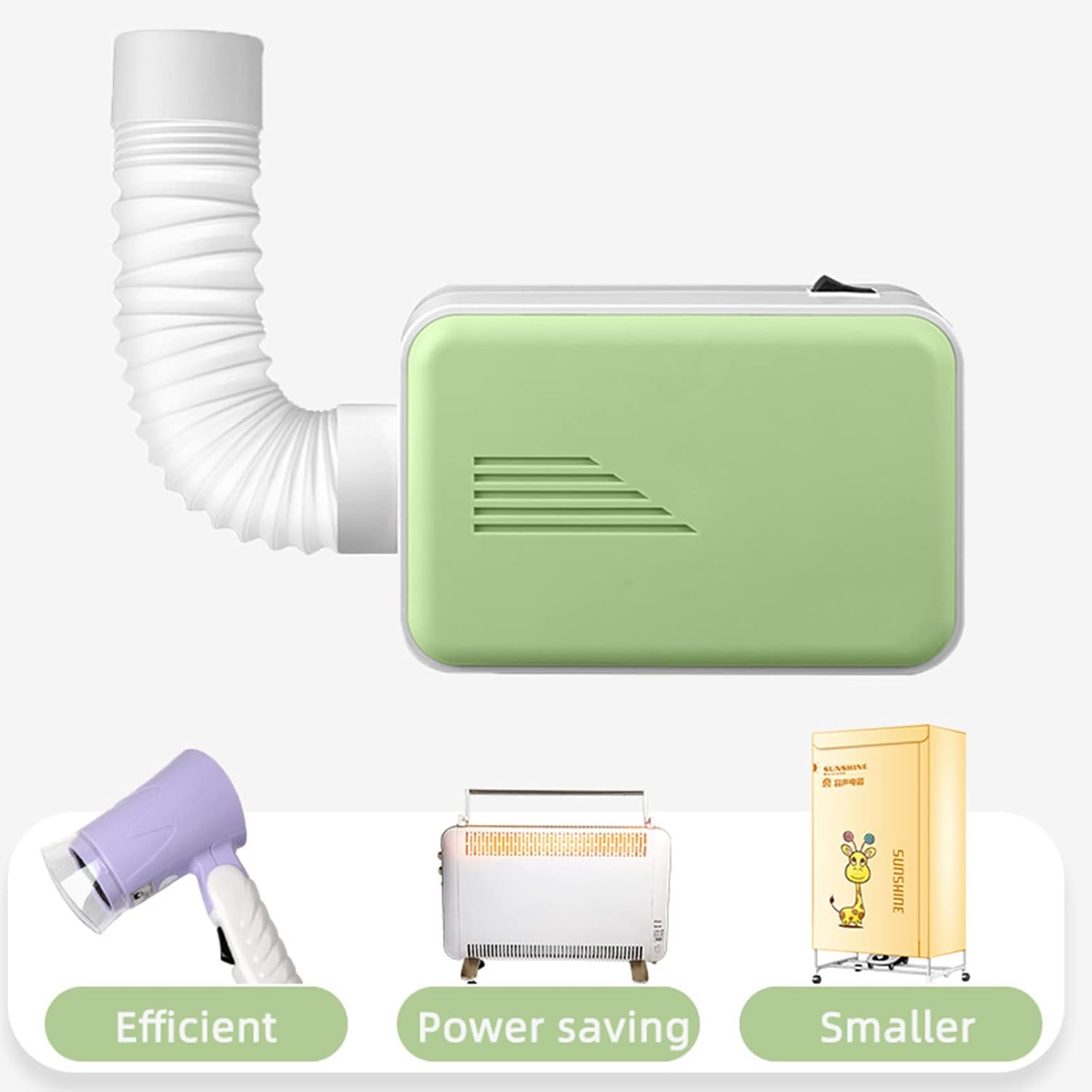 Household Clothes Dryer, Lightweight Electric Heater, with Blower Hose & Cloth Cover, for Warming Futons, Clothes, Shoes - Wet, Rainy Weather