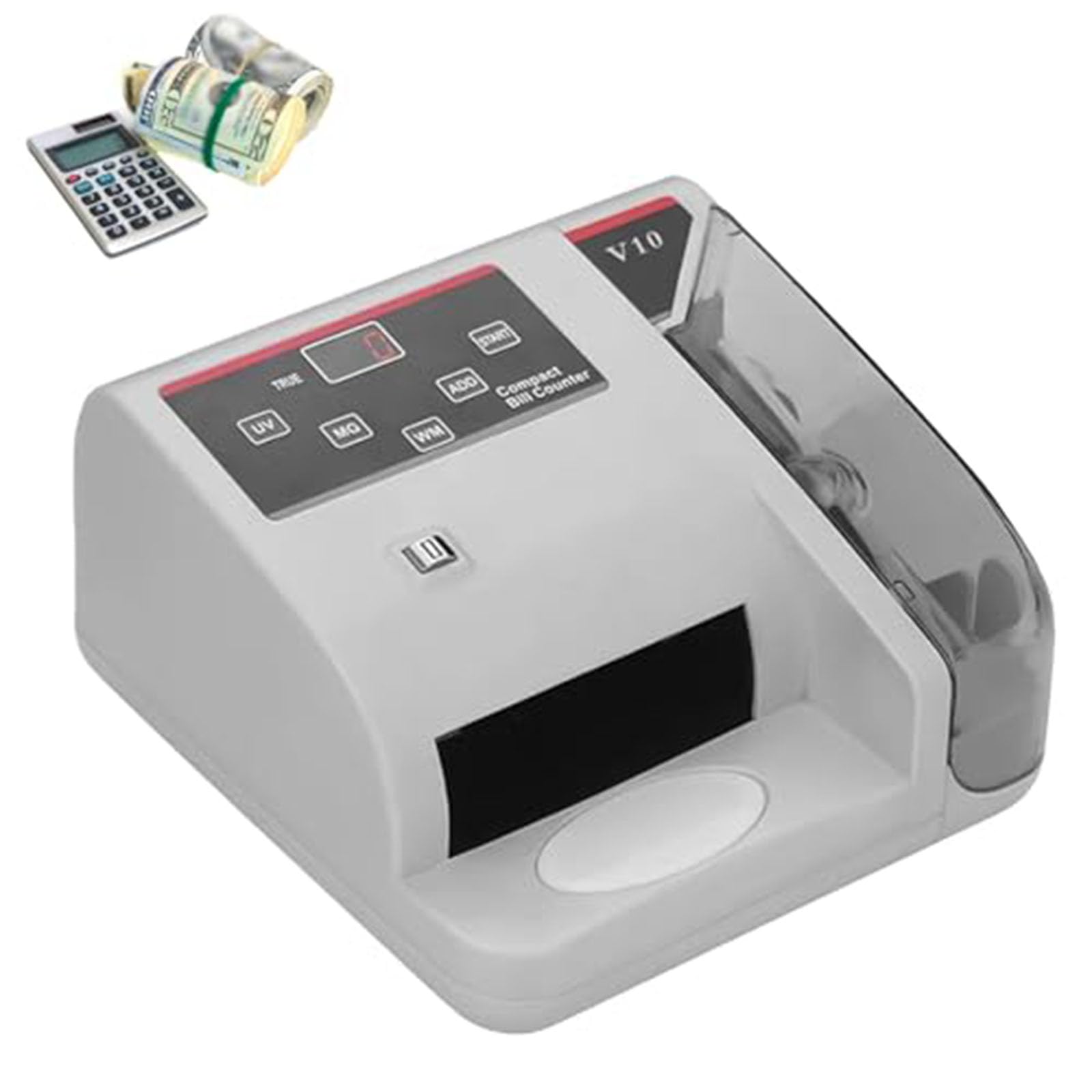 Contador de billetes de alta velocidad, 600 piezas/min, máquina de conteo de dinero con detector de falsificaciones, cuenta de efectivo portátil para oficina en casa y conteo de IVA, acepta monedas en