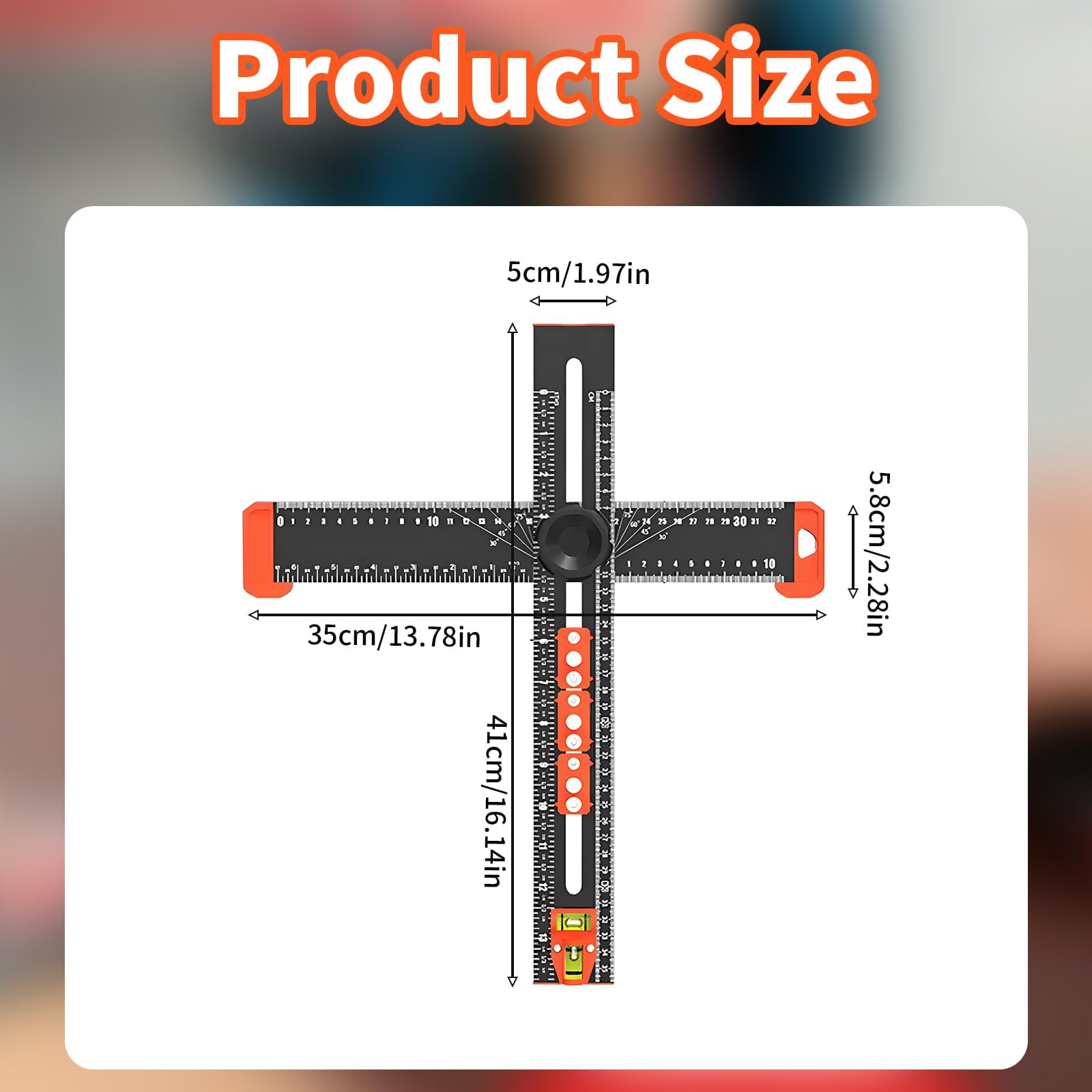4-in-1 Drilling Positioning Ruler 40cm High Precision Angle Drawing Square Rulers Woodworking Ruler Cabinet Hardware Jig Cabinet Drawer Door Hole Drilling Template Marking Gauge Tools for Woodworking - Image 2