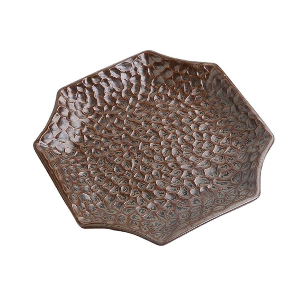 Prettiee plant dish saucer Octagon Indoor Outdoor Plant Drip Trays, Ceramics Home Flower Saucers 6.4 Inch (Bruin)