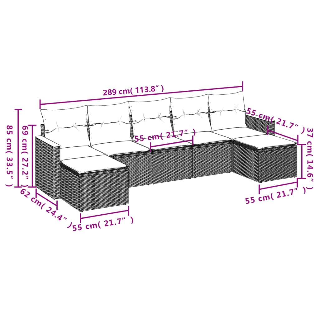 LAPOOH Set da pranzo da giardino 7 pezzi e cuscini in rattan sintetico nero, Set Tavolo e Sedie Giardino, Tavolo e Sedie Terrazza, Mobili da Giardino Esterno, Set Di Mobili Da Giardino - 3226231