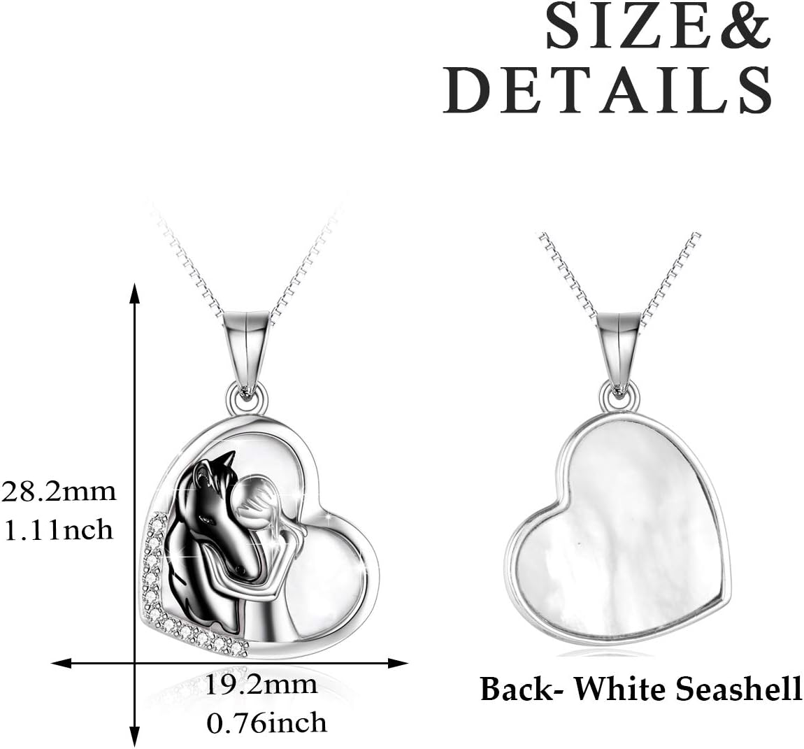 YFN Horse Pendant Necklace Jewelry 925 Sterling Silver Women Embrace Horse Gift For Women