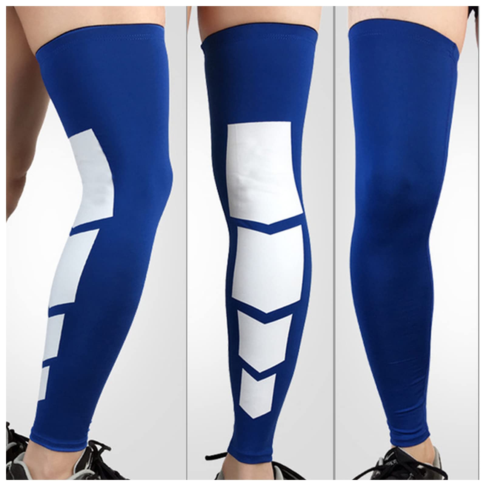 1PCS Pro Sports Silikonowe antypoślizgowe długie ochraniacze na kolana, wsparcie kompresyjne, ochraniacze na nogi do koszykówki,Ochraniacze na nogi(Blue,M)