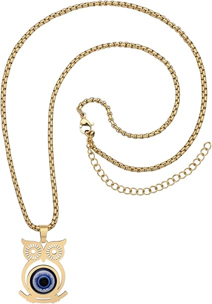 Collana acciaio dorato con luna e gufo | Bigiotteria Torino - Bijoux su