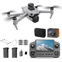 V918 Drones with Camera for Adults 4K, 5 inch Screen, 50 Mins Flight Time, 3KM Long Control Range, 360 Obstacle Avoidance for Indoor, Headless Mode, GPS Auto Return, Circle Fly and Follow Me, Lightweight and Foldable RC Quadcopter for Beginner Gifts Toy, Under 249g