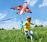 Vista 3 de HONBO 58" Fighter Plane - Kite for Kids & Adults, Easy to Fly, Beach Trip Beginner Kite with Reel and 200ft String