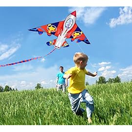 HONBO 58 Fighter Plane Kites for Kids Easy to Fly, Kites for Adults, with Kite Reel and 200ft String, Beginner Kite for Beach Trip