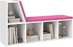 HOMCOM 5 Cube Storage Bookshelf with Reading Nook, Modern Bookcase with Seat Cushion, Storage Shelf for Home Office, Study, Grey