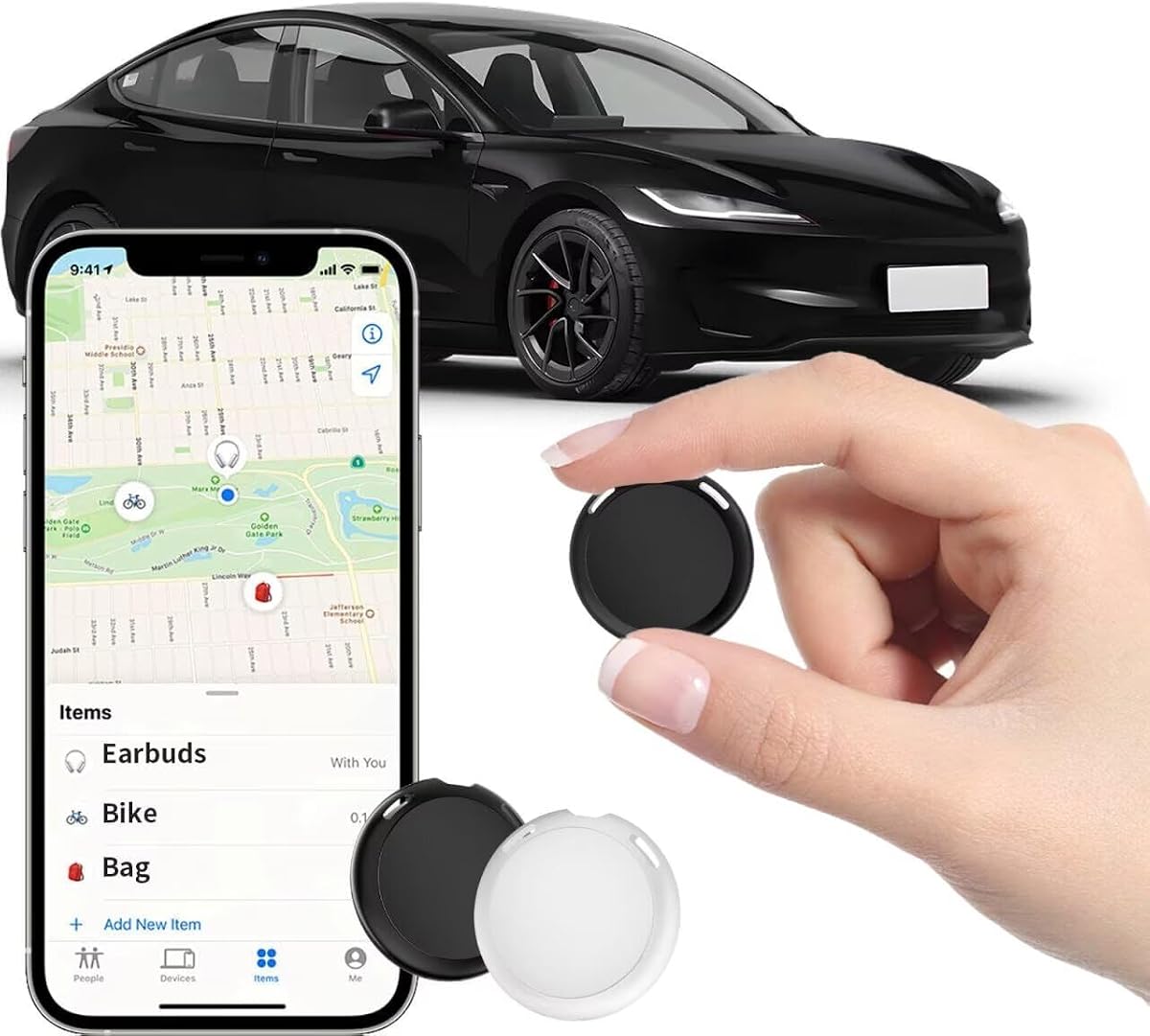 Paquete de 2 rastreadores GPS para vehículos que funcionan con Find My (solo iOS) Mini Car Finder