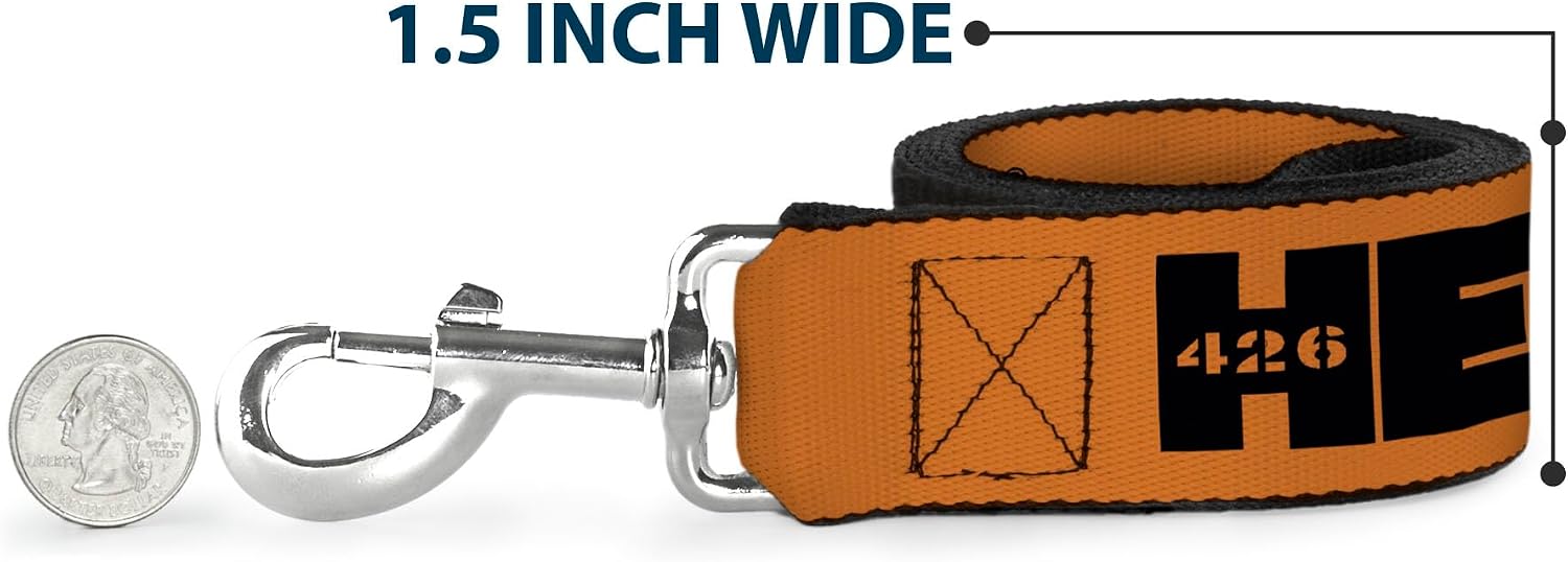 Dog Leash Hemi 426 Logo Repeat Orange Black 6 Feet Long 1.0 Inch Wide