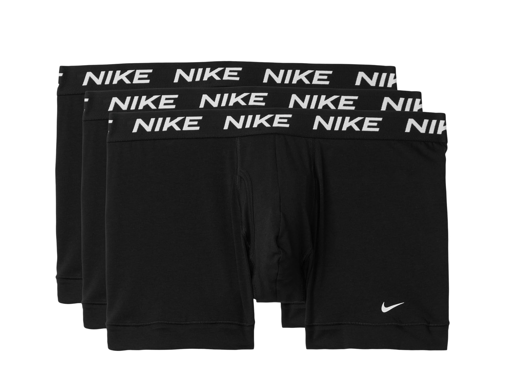 Nike Men's All Day Cotton Stretch Trunk W/Fly Underwear (3-Pack), Black/Black/Black, L