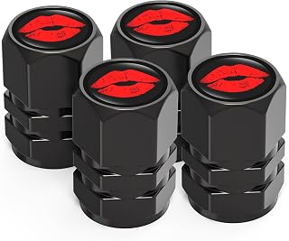 4 Pcs Red Lips Kiss Tire Valve Stem Caps Universal Metal Air Stem Cover Accessories for Cars, SUV, Truck, Motorcycles,Bicycles