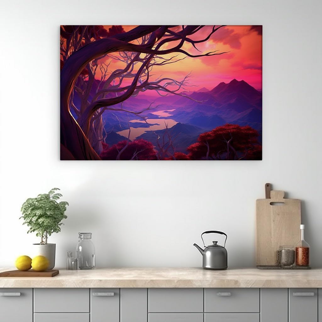 Canvas for Living Room. A Warm Embrace: Where Tranquility Meets Vitality in a Digital Masterpiece, 27 x 18 inch Canvas Wall Art - Contemporary Masterpieces - Modern Home Decor