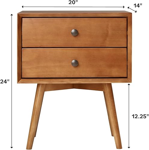 Miniatura 16 de Walker Edison Mesita de noche de madera moderna de mediados de siglo, cajón de almacenamiento y estante mesita de noche, 1 paquete, caramelo