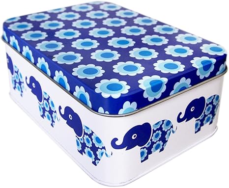Amazon ブラフレ Blafre 小物入れにおしゃれな北欧デザインのブリキ缶 Lサイズ エレファント ブルー インテリア オンライン通販