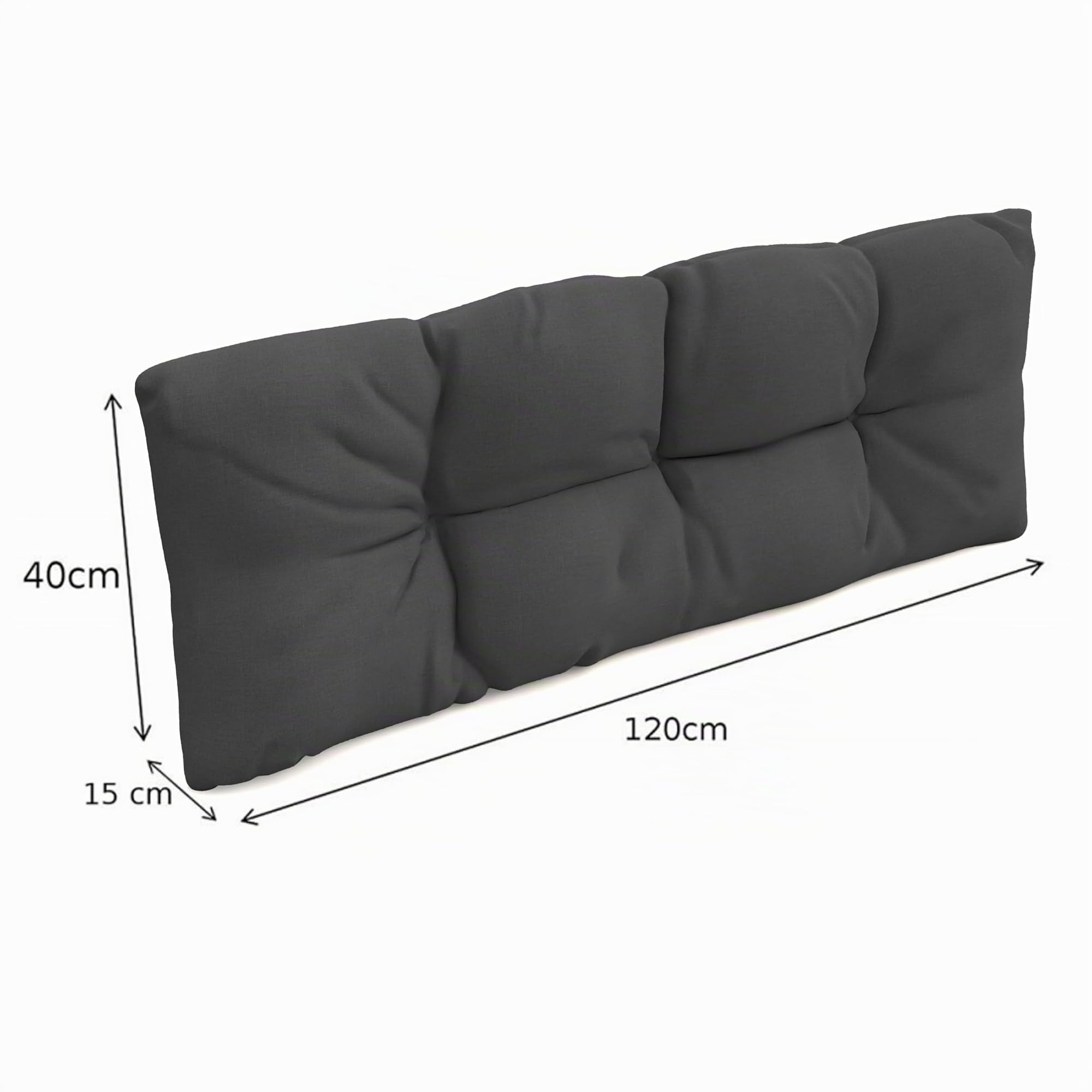 POKAR Set de 2 Coussins pour Palettes Euro Déperlant: 1x Assise 120x80cm + 1x Dossier 120x40cm, pour Canapé de Jardin, sans Palette, Anthracite