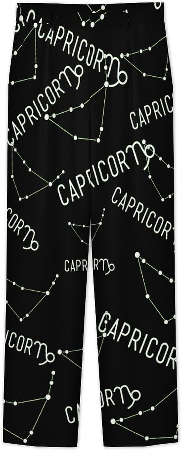 Capricorn Constellation Men's Classic Fit Suit Pants Straight Leg Design Printed Trousers