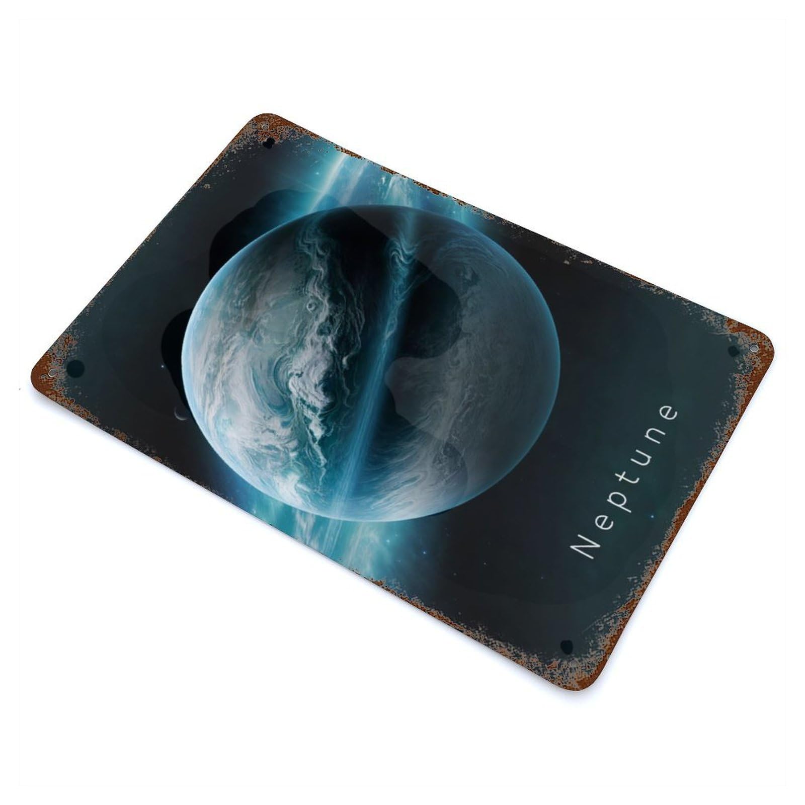 Planet Neptune in Space Decorative Tin Sign 11.8"x7.9", for Bistro, Counter And Cafe Decor, Novelty Wall Decor