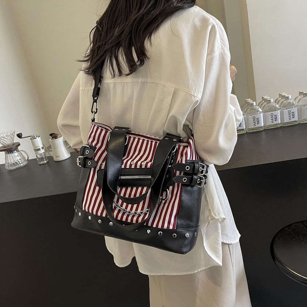 Bolso bandolera para mujer, con tachuelas, de gran capacidad, elegante bolso de hombro