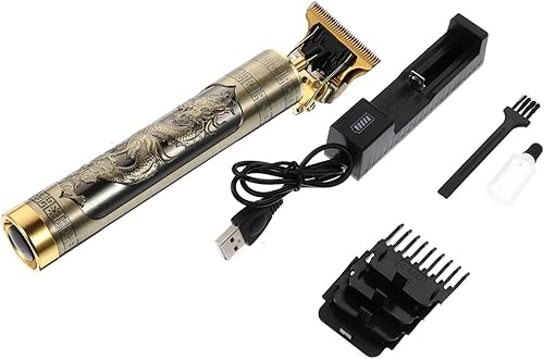 Mobestech Kit profesional de corte de pelo inalámbrico con patrón de tallado retro, recortadora de peluquería portátil con cargador de batería y