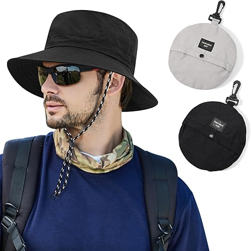 Sombrero de sol al aire libre para hombres, sombreros de verano para hombre, protección solar plegable de ala ancha, sombrero de playa UPF 50+