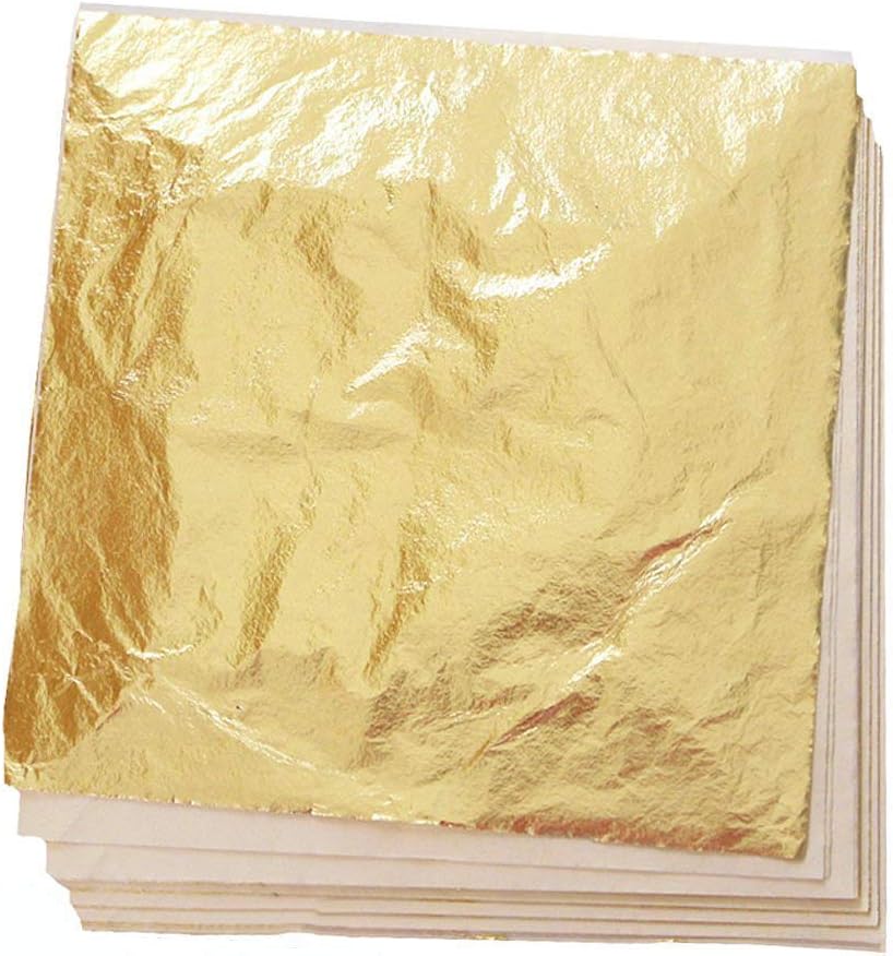 Bullet Face 100 Sheets 5.5 by 5.5 Inches Imitation Gold Leaf Foil Paper for Arts, Gilding Crafting, Decoration DIY (Gold)