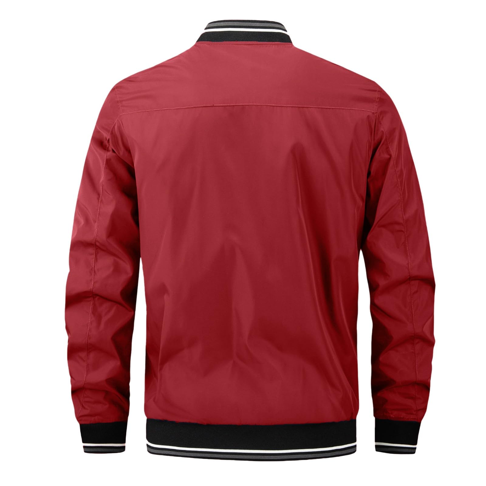 Blouson léger à col montant pour homme - Veste bomber avec poche - Veste de loisirs fine - Veste de sport pour l'extérieur et le printemps - Veste d'été à manches longues