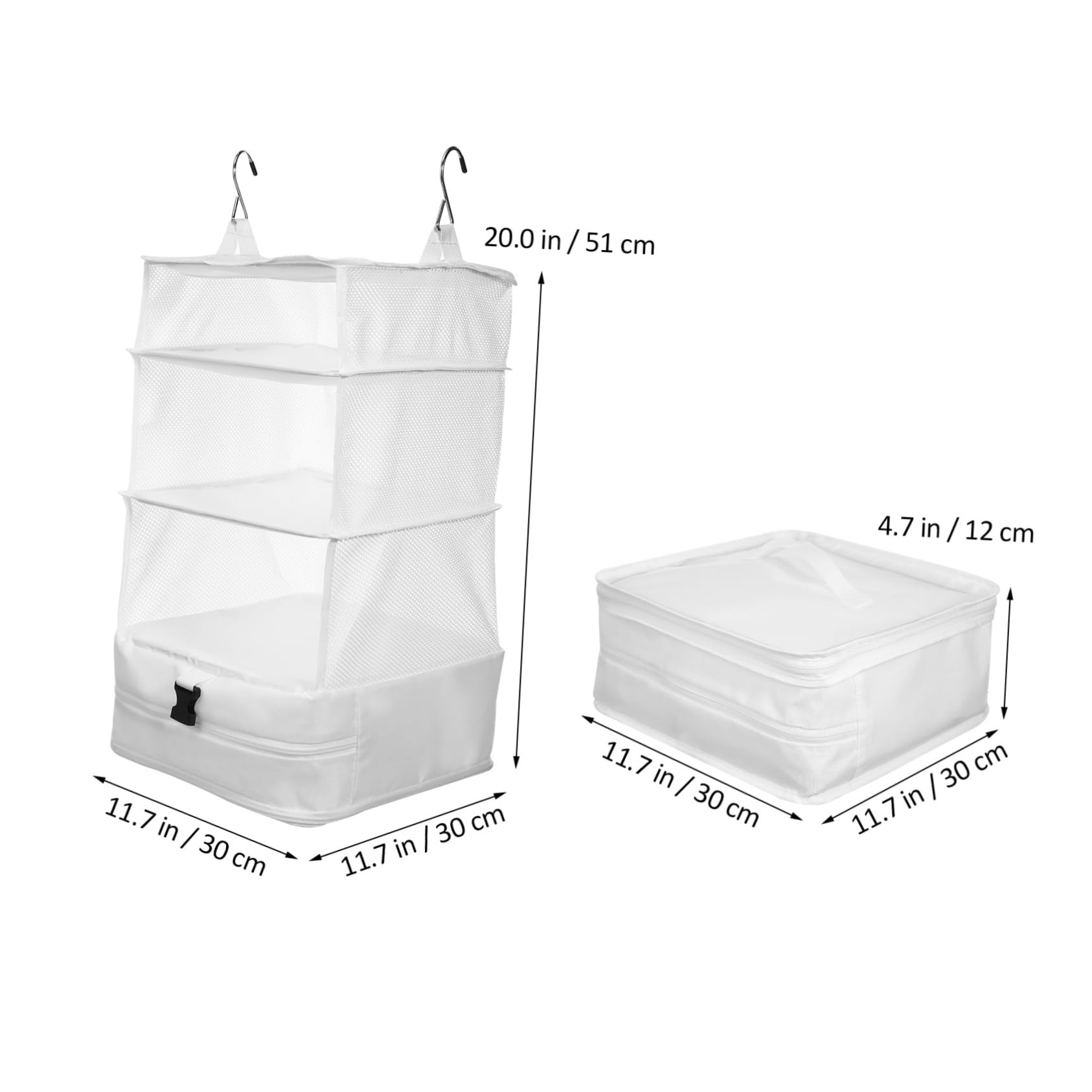 SHERCHPRY Organisateur de Rangement Suspendu pour Placard, Paquet de Rangement à 3 Niveaux, Tissu Oxford Blanc, Compartiments Multiples, pour Voyage et Dressing