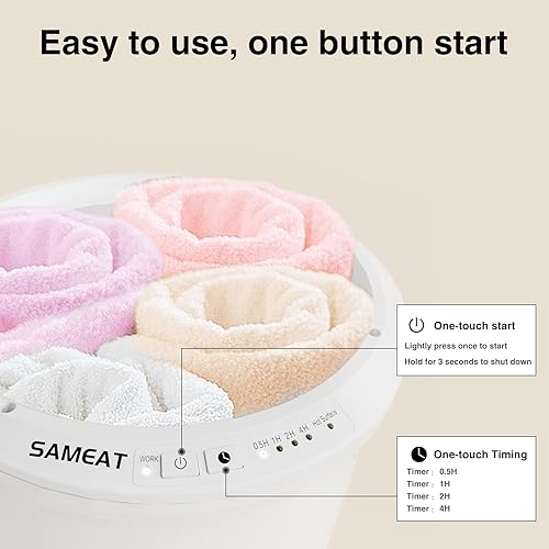 Miniatura 3 de SAMEAT Calentador de toallas grande para baño, calentador de toallas con calefacción, tapa de madera, apagado automático, se adapta a hasta dos