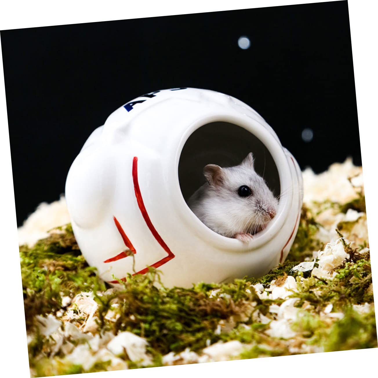 1juego Comedero para Hámster Cuenco Cerámico Bebedero Astronauta y Bañera Refugio para Hámsters y