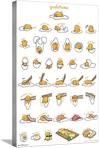 Trends International Gudetama - Póster de pared de rejilla, 14.72 x 22.37 pulgadas, lienzo estirado