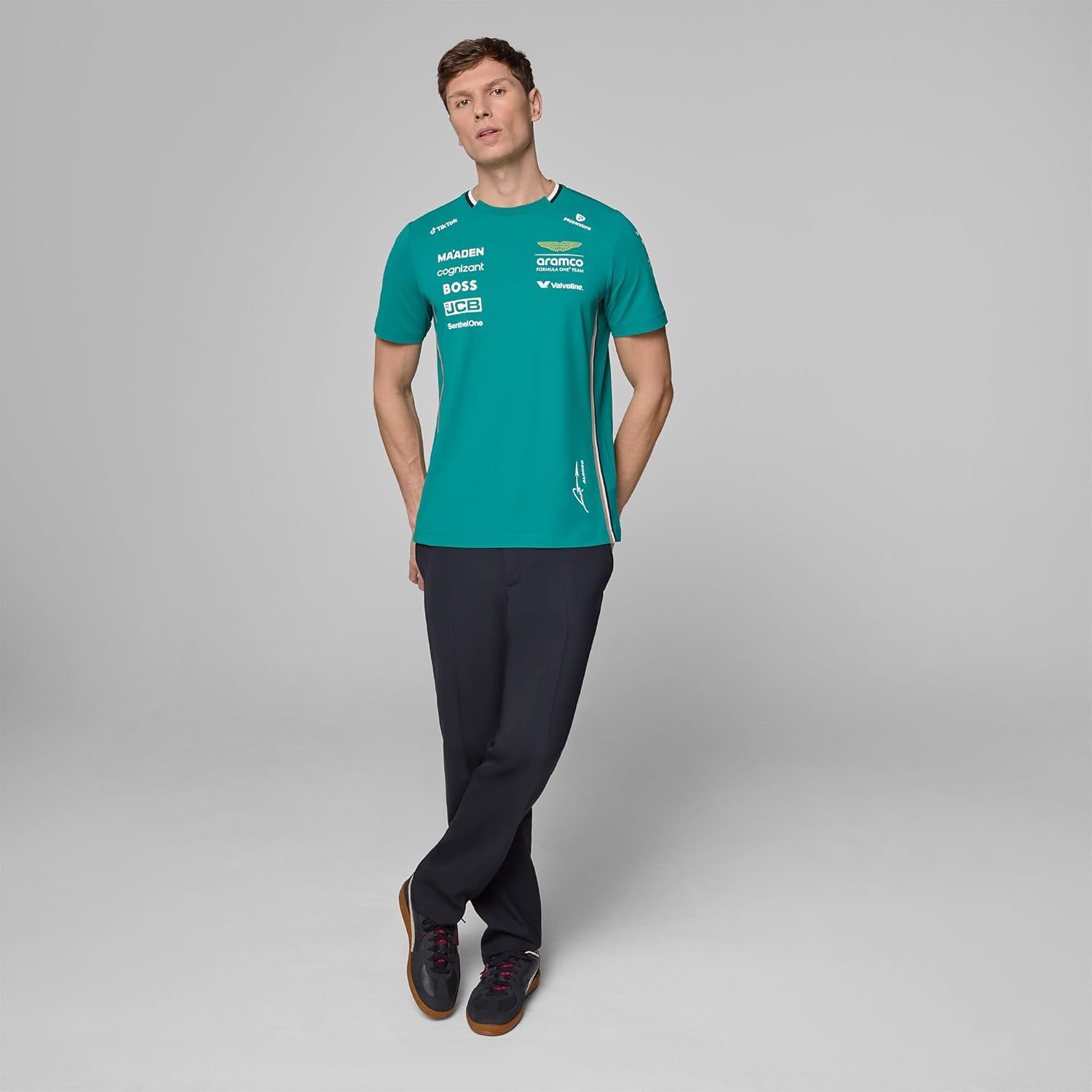 Aston Martin F1 2025 Fernando Alonso Team Tshirt for Men Green - Image 2
