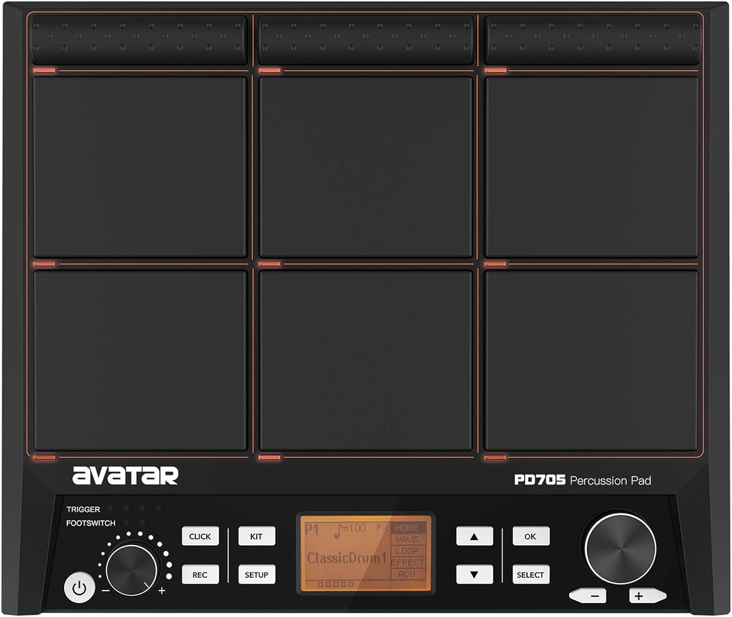 HXW PD705 Percussion Pad 9Trigger Sampling Multipad Compact Electronic