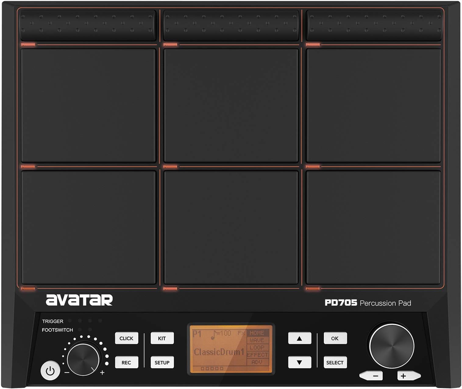 PD705 Sample Pad Percussion Multipad Portable Electric Drum Set Drum Machine With Built-in 592 Sounds, Metronome, Effecter, Looper, Support USB/MIDI/AUX Connectivity