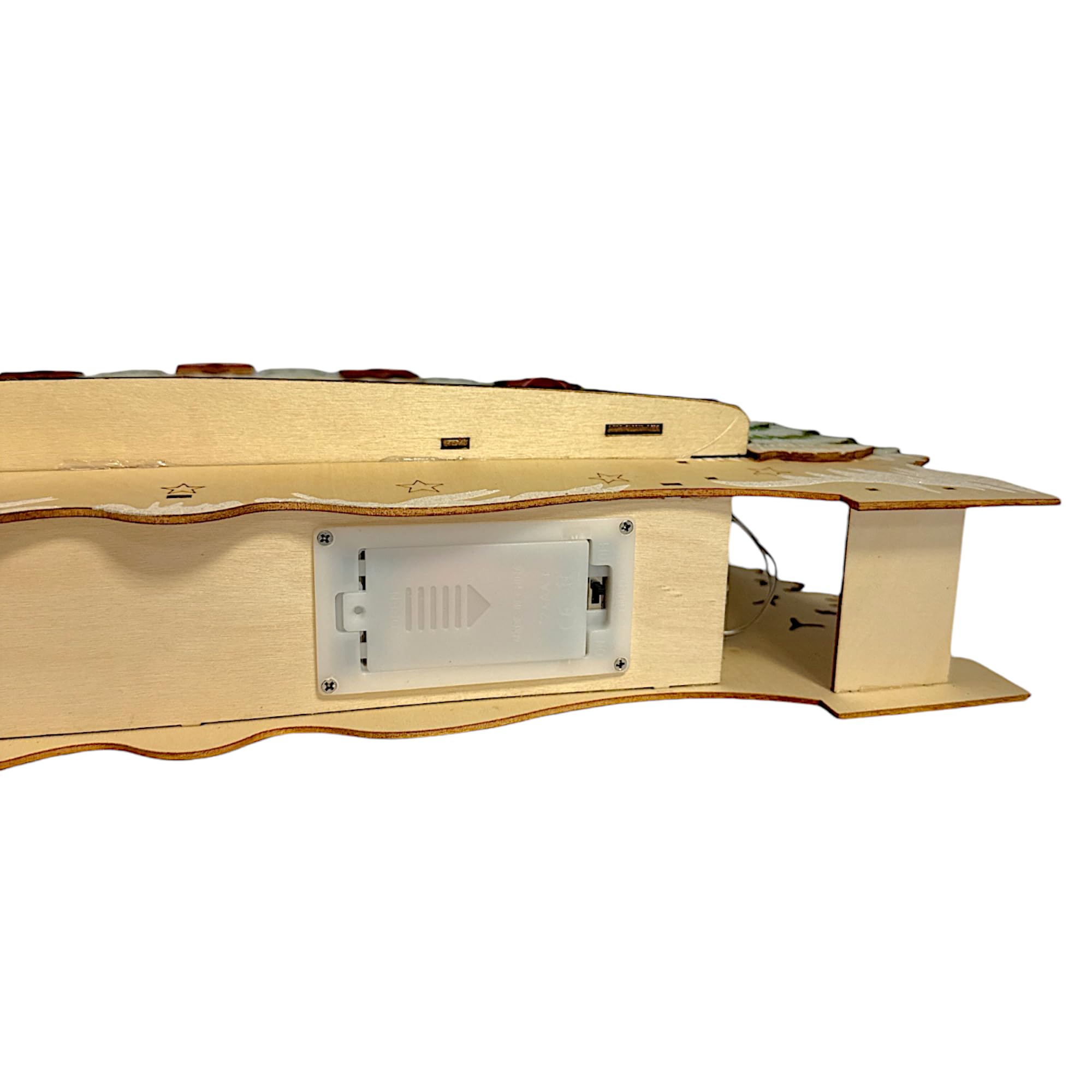 Wichtelstube-Kollektion LED Schwibbogen Weihnachtsmarkt Lichterbogen Weihnachten beidseitig bemalt Schwippbogen Echtholz batteriebetrieben mit integrierten Timer 45cm
