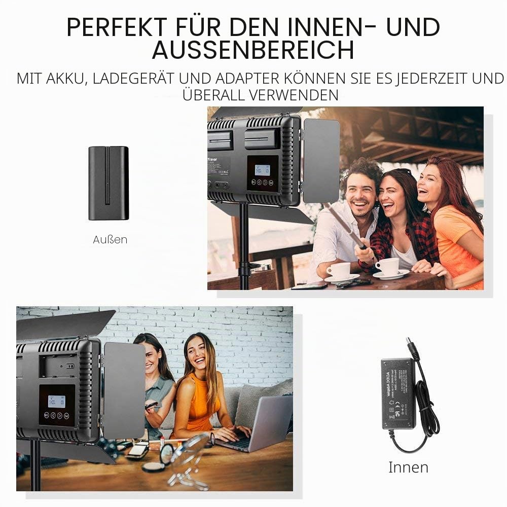 SAMTIAN 2 Stück 600 LED Video licht/Studioleuchte-Kit beinhaltet : CRI95 3200K / 5600K-Kameraleuchte, 75’’Lichtstativ, batterien und Fernbedienung für Für Videofotografie,Studiofotografie