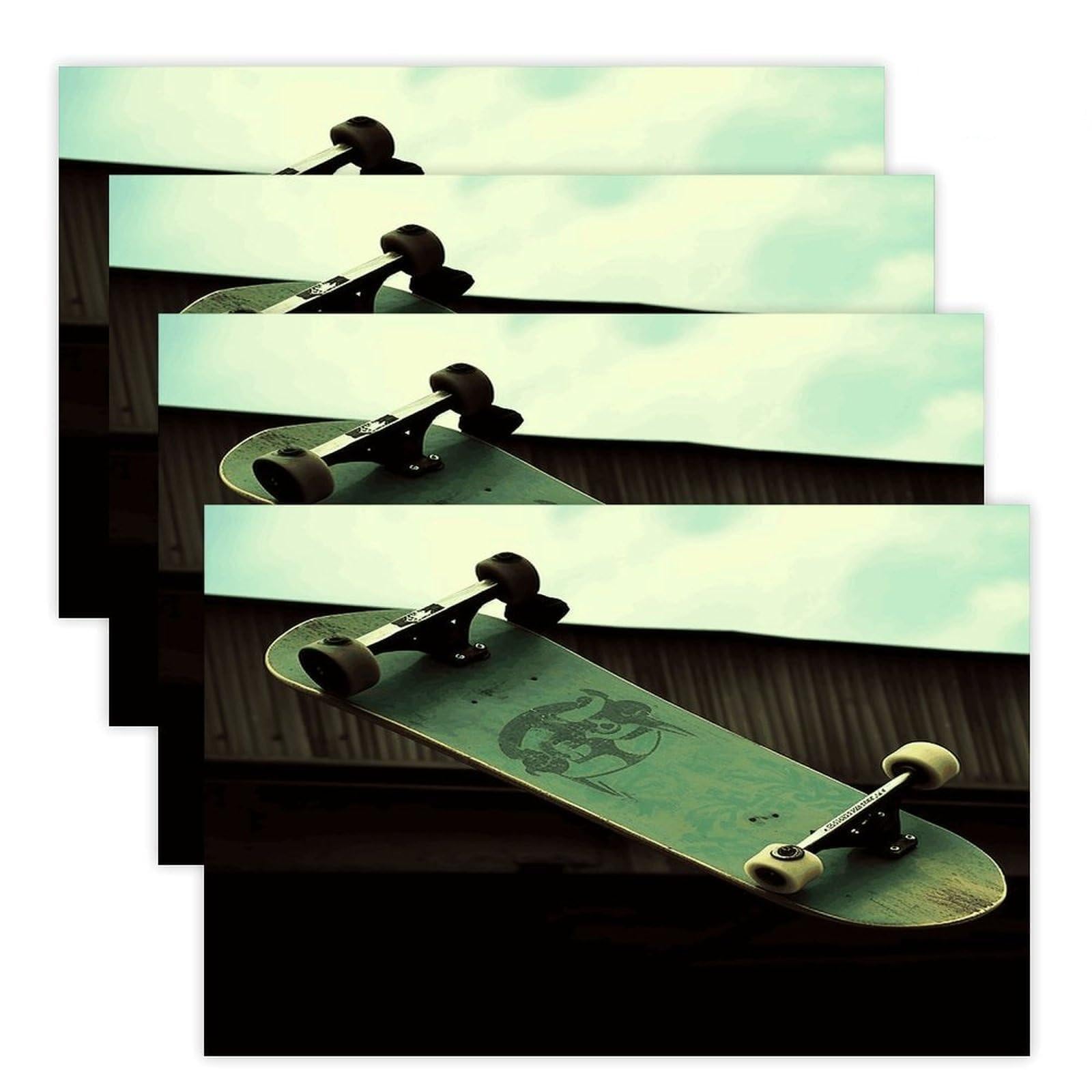 Skateboard Placemats Heat-Resistant Washable Place Mats Anti Slip Dining Table Place Mats Wipeable Dining Table Mats Kitchen Decoration Placemats 17.7’’×11.8’’
