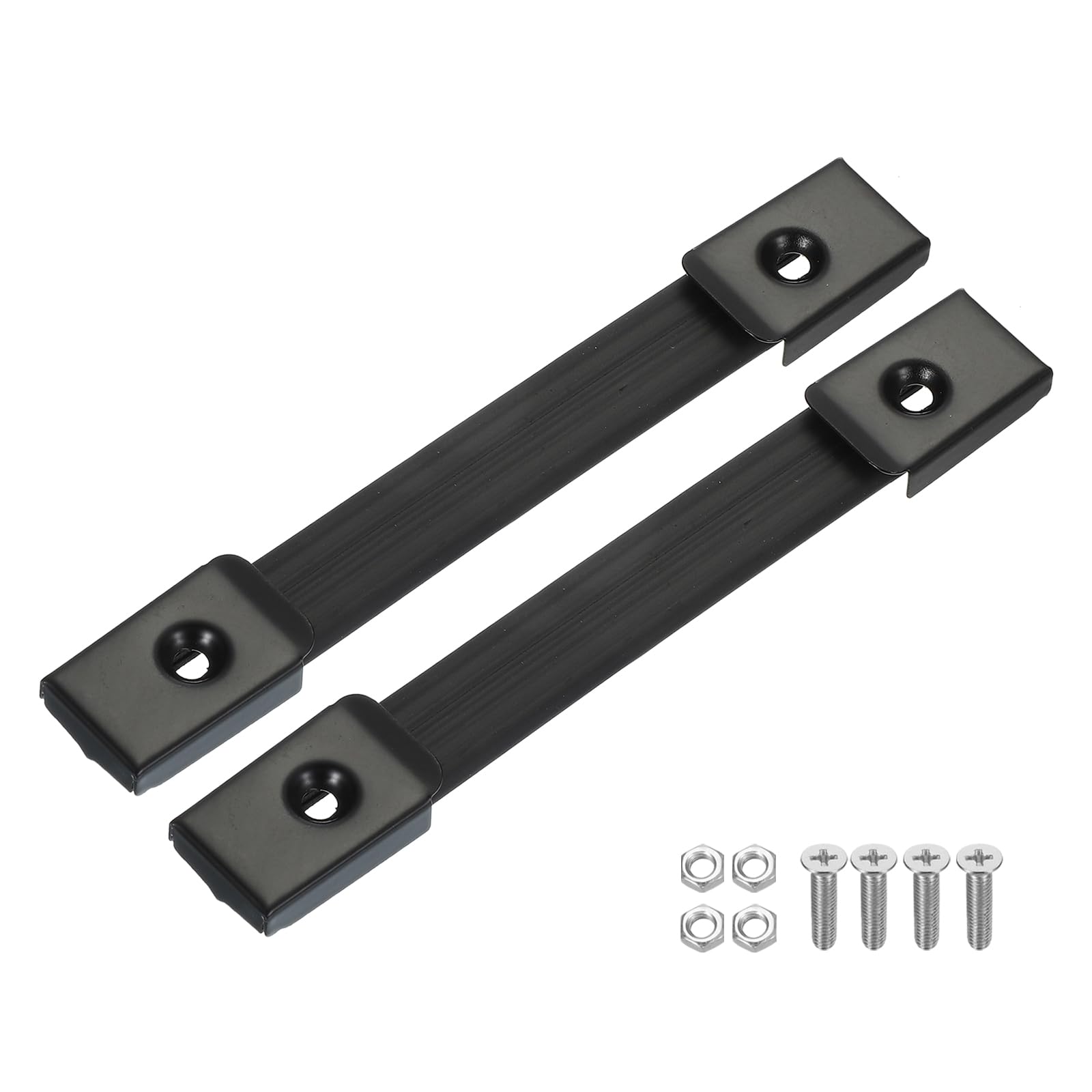 PATIKIL Handle Strap Replacement 7.8 Inch, 2Pcs Rubber Amplifiers Speaker Cabinet Strap Handle with Metal End Caps and Hardware Accessories, Black