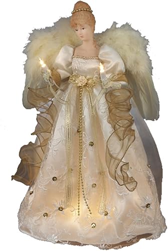 Kurt Adler 16 pulgadas UL 10 - Árbol de ángel color marfil claro y dorado
