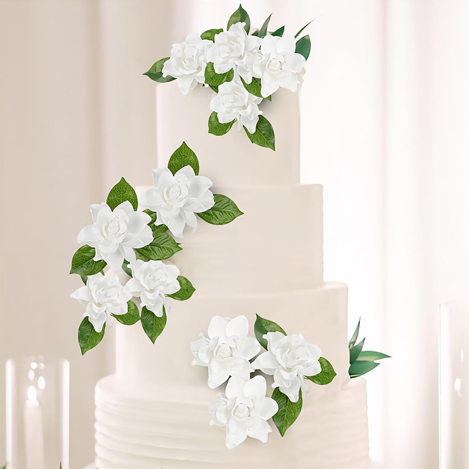 25pcs Fake Gardenia White Artificial Flowers, Real Looking Gardenia Flowers with Stems Wedding Flowers for DIY Wedding Bouquet Bridal Shower Party Home Centerpieces Floral Arrangements - Image 5