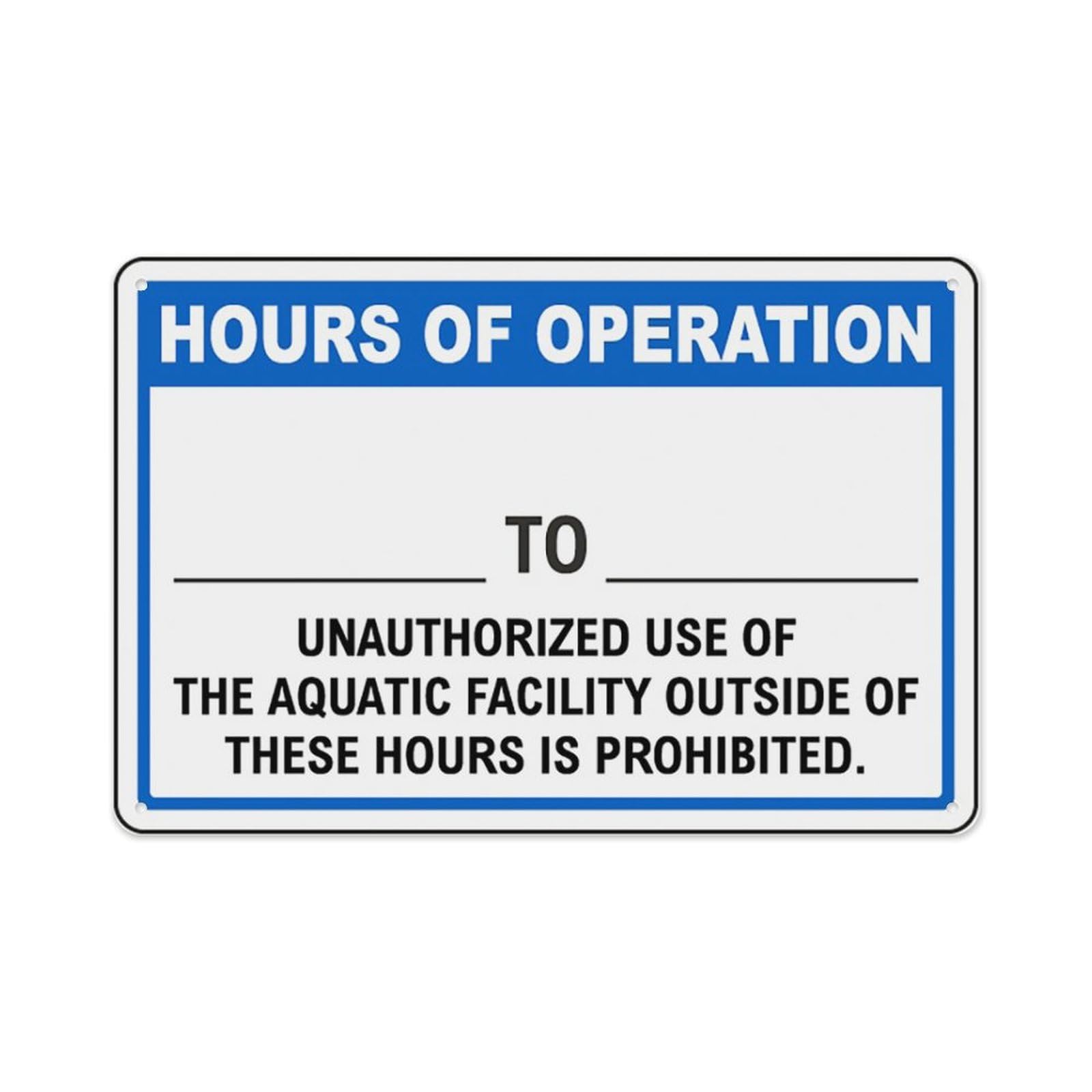 peiyeety Delaware Hours Of Operation Pool Sign Aluminum Tin Warning Signs For Home Outdoor Garden 8X12 Inches