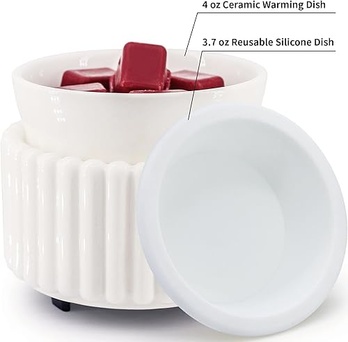 Miniatura 17 de Calentador de cera de cerámica para derretir – Calentador de cera eléctrico 3 en 1 sin humo y sin llama, calentador de velas fácil de manejar
