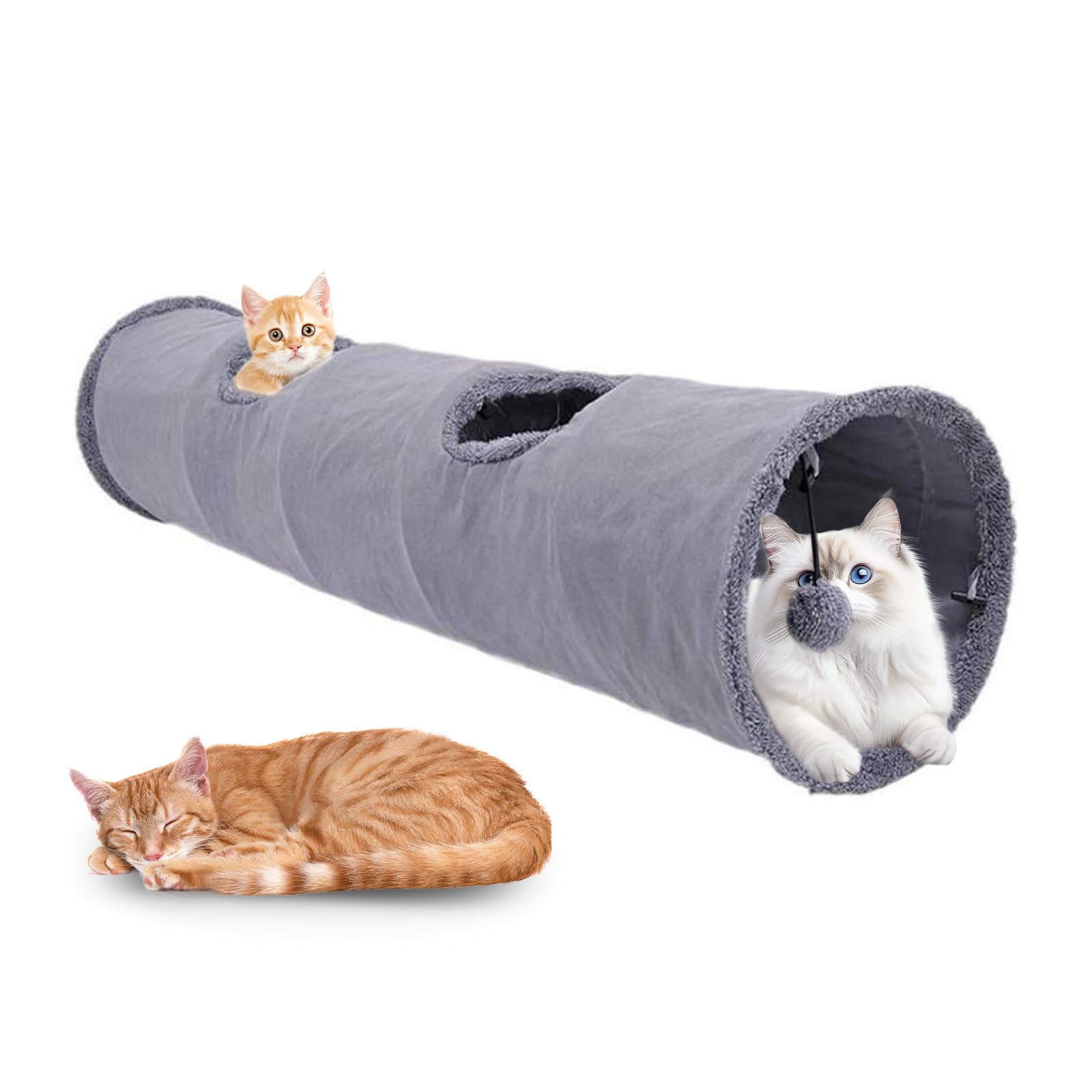 Primst Tunnel per gatti, grande, per interni ed esterni, pieghevole, per animali domestici, con borsa portaoggetti per gatti, cani, cuccioli, gattini, conigli, 129,5 x 30,5 cm