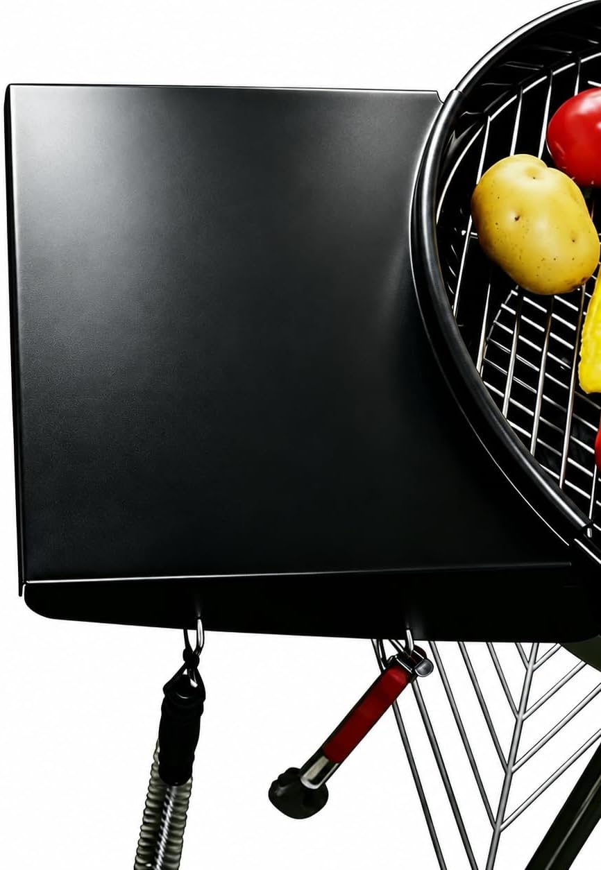 Grill Table Shelf for Weber Kettle Grills 57cm, Side Table Shelf for Weber Master Touch 57cm, Premium, Original Charcoal Grills 22", Kettle Grill Accessories, Outdoor BBQ, Black Powder Coated Steel